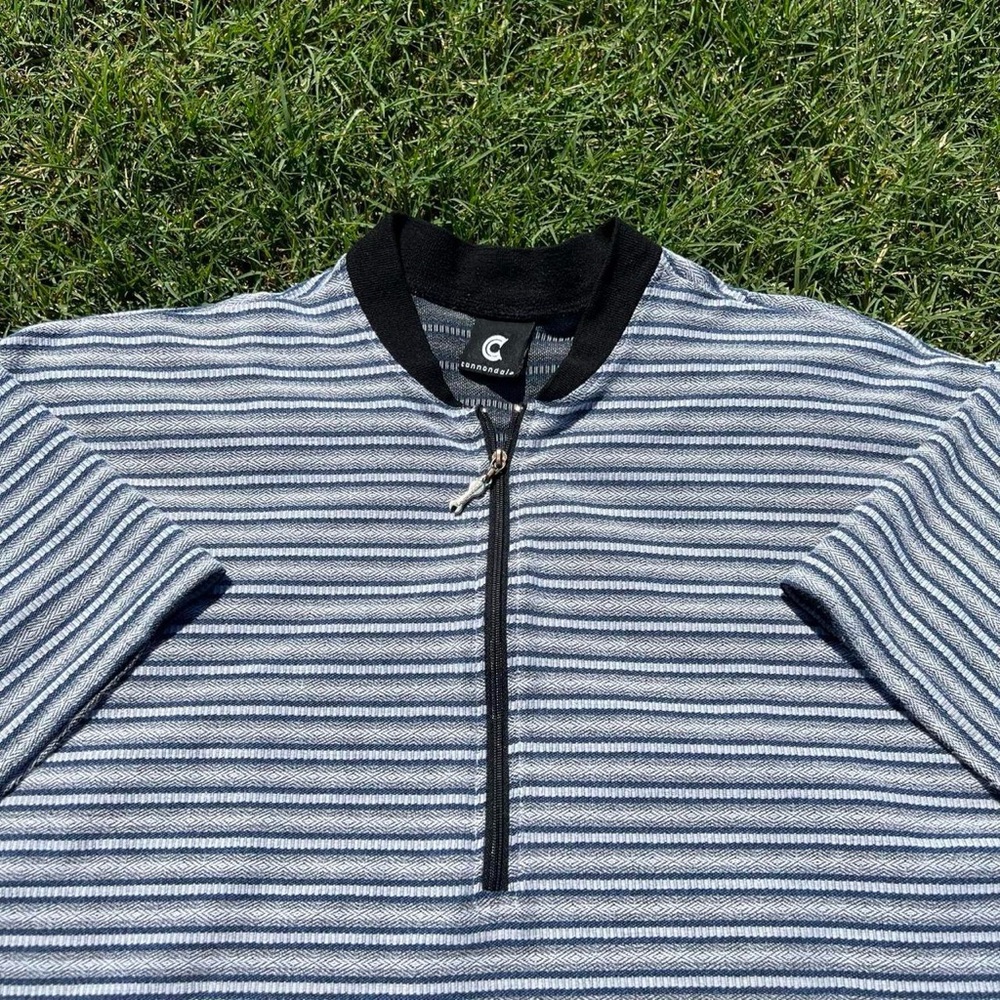 Vintage Striped Cycling Road Biking Zip-Up Shirt - Picture 3 of 4